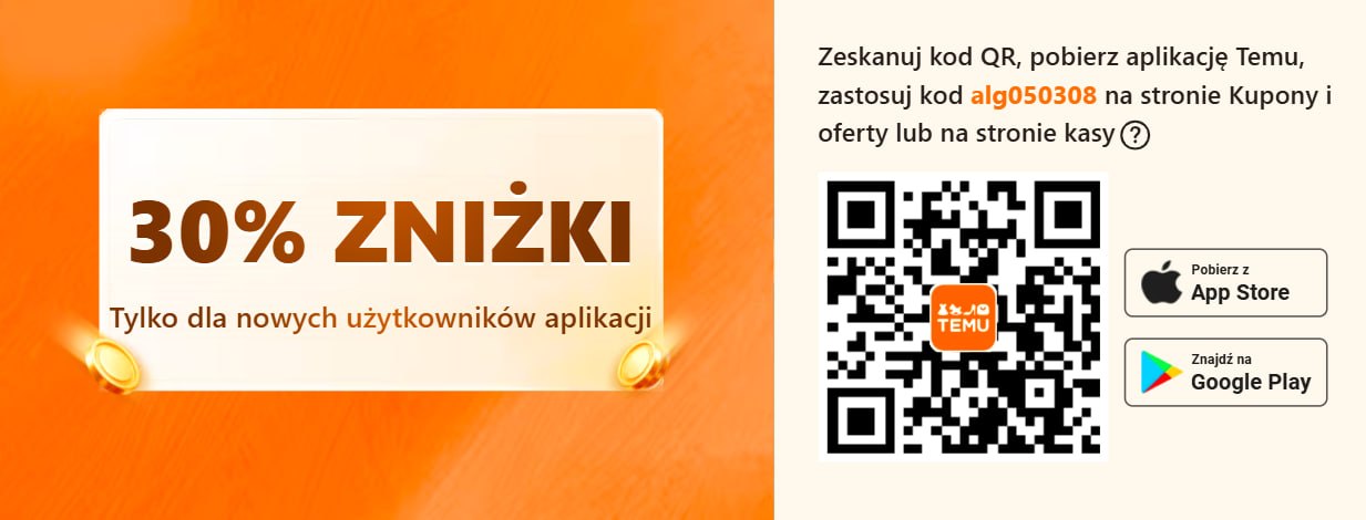 30% zniżki Temu dla nowych użytkowników aplikacji — oficjalna grafika
